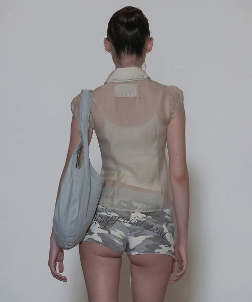 SHEER PLEATED HEM BLOUSE - 3 COLORS AS SHOWN