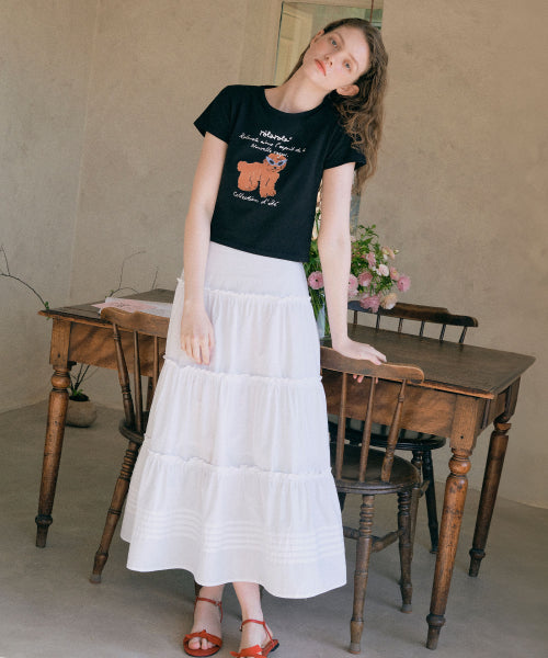 FRILL LONG SKIRT - 3 COLORS WHITE