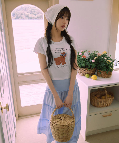 FRILL LONG SKIRT - 3 COLORS SKY