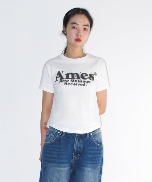 [AMES WORLDWIDE] ROUND HEM CROP TEE - 5 color