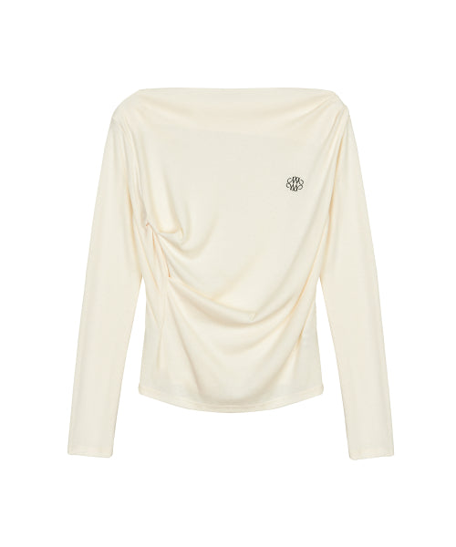 SHIRRING DRAPE BOAT NECK TOP #徐睿知同款! - 5 COLORS AS SHOWN