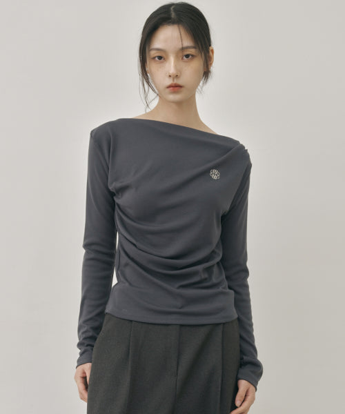 SHIRRING DRAPE BOAT NECK TOP #徐睿知同款! - 5 COLORS AS SHOWN