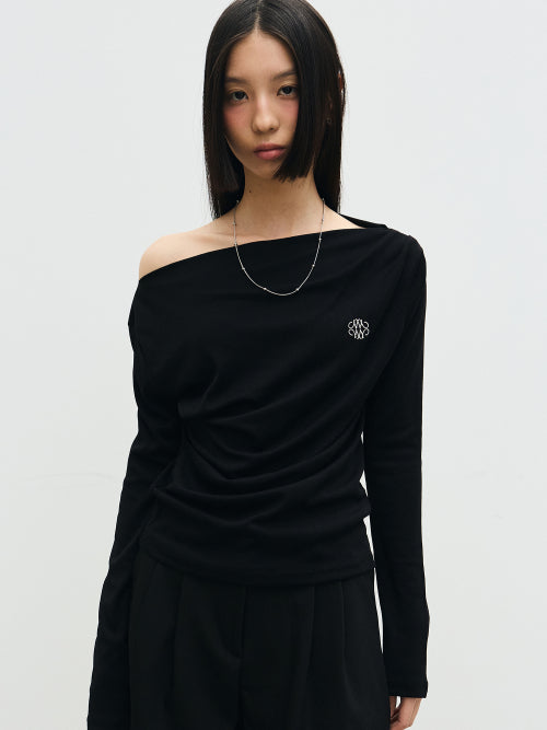 SHIRRING DRAPE BOAT NECK TOP #徐睿知同款! - 5 COLORS AS SHOWN