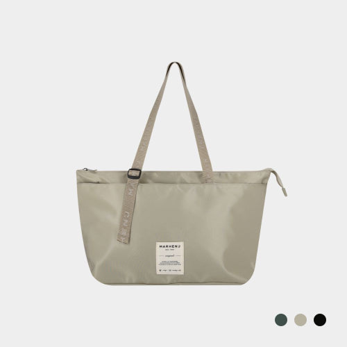 LEAF REGEN NYLON SHOPPER SHOULDER BAG - 3 COLORS BEIGE