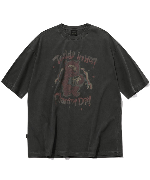 HONEY TEDDY PIGMENT SHORT SLEEVE TEE - 2 COLORS BLACK