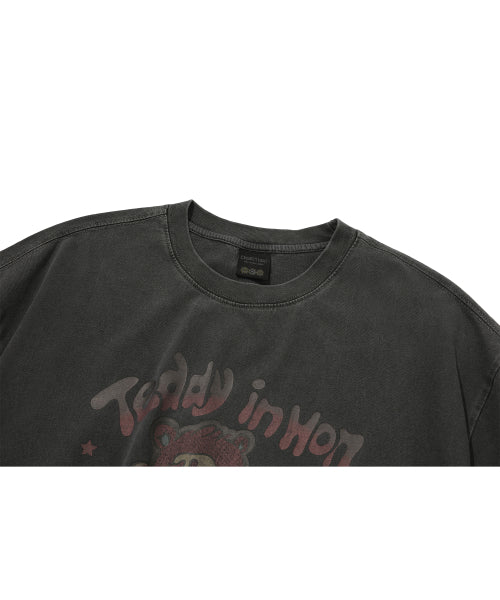 HONEY TEDDY PIGMENT SHORT SLEEVE TEE - 2 COLORS BLACK