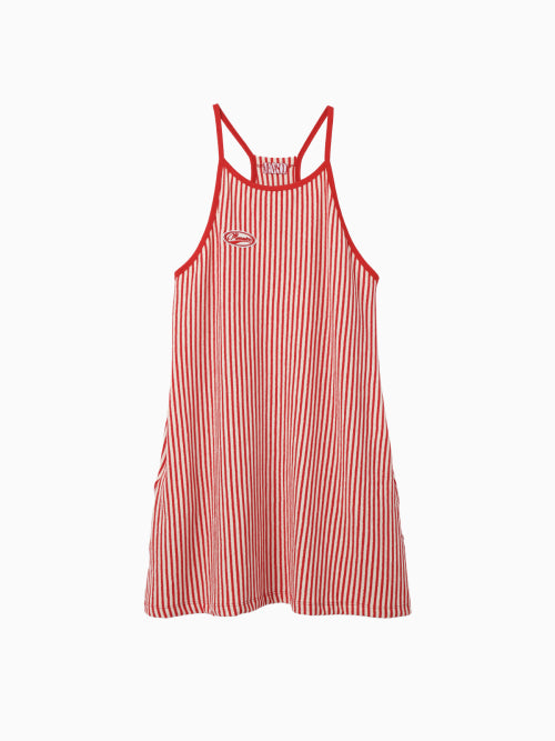 MENASOO SUMMER STRIPE TERRY STRAP ONEPIECE - 2 COLORS RED