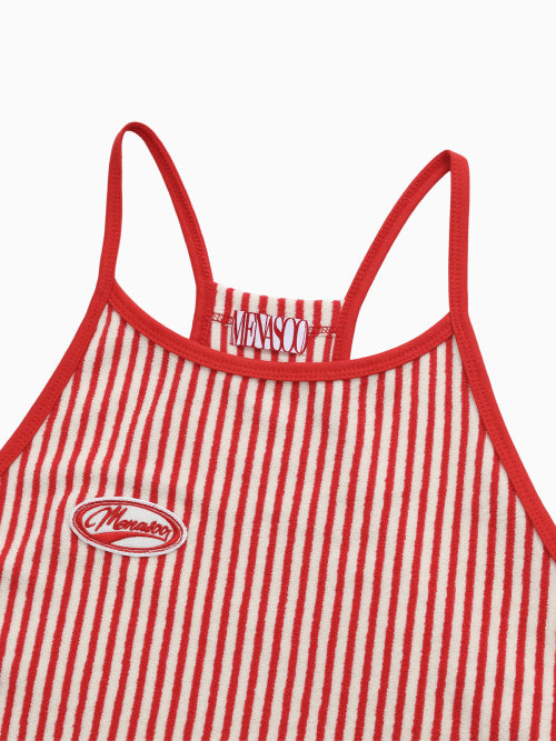 MENASOO SUMMER STRIPE TERRY STRAP ONEPIECE - 2 COLORS RED
