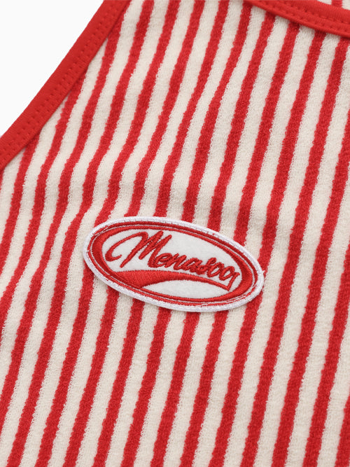 MENASOO SUMMER STRIPE TERRY STRAP ONEPIECE - 2 COLORS RED