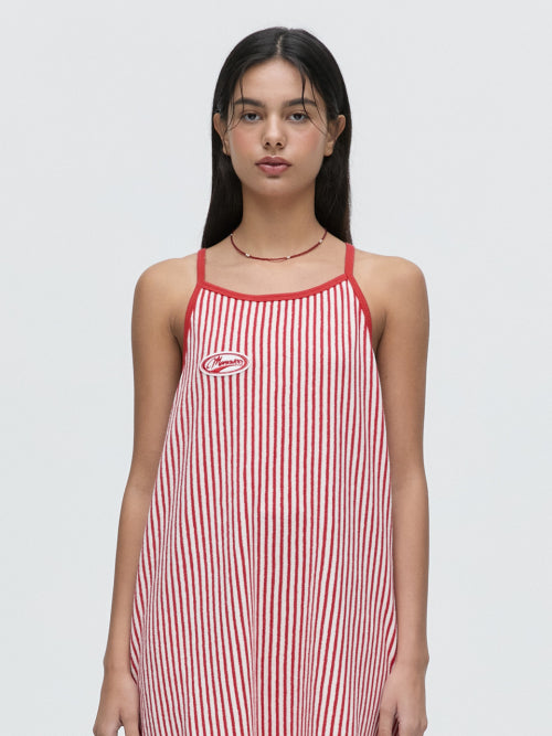 MENASOO SUMMER STRIPE TERRY STRAP ONEPIECE - 2 COLORS RED