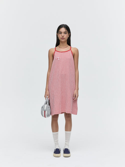 MENASOO SUMMER STRIPE TERRY STRAP ONEPIECE - 2 COLORS RED