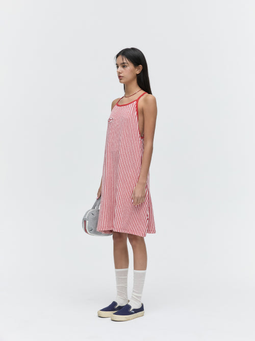 MENASOO SUMMER STRIPE TERRY STRAP ONEPIECE - 2 COLORS RED