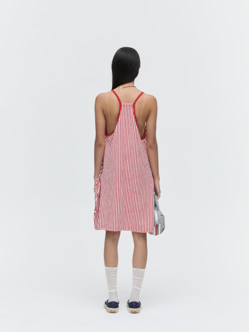 MENASOO SUMMER STRIPE TERRY STRAP ONEPIECE - 2 COLORS RED