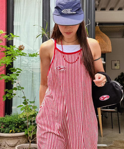 MENASOO SUMMER STRIPE TERRY STRAP ONEPIECE - 2 COLORS RED