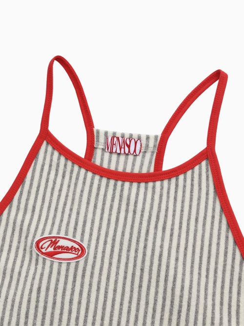 MENASOO SUMMER STRIPE TERRY STRAP ONEPIECE - 2 COLORS GREY