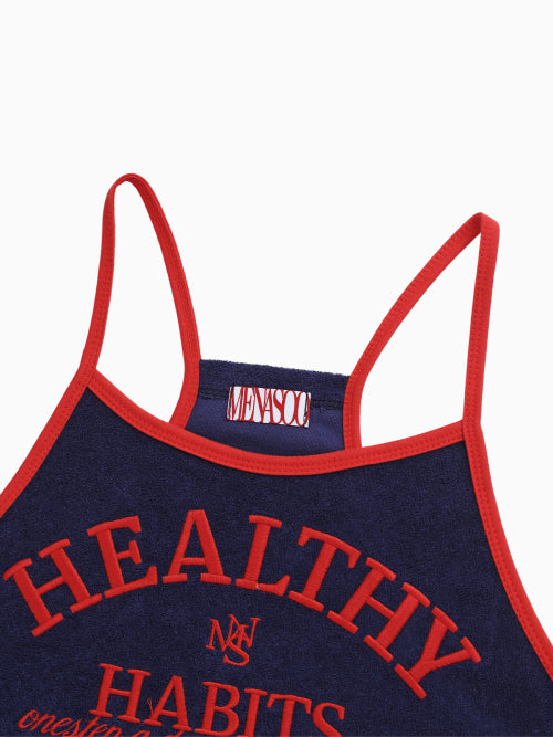 MENASOO SUMMER BASIC TERRY STRAP ONEPIECE - 2 COLORS NAVY
