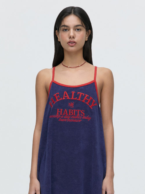 MENASOO SUMMER BASIC TERRY STRAP ONEPIECE - 2 COLORS NAVY