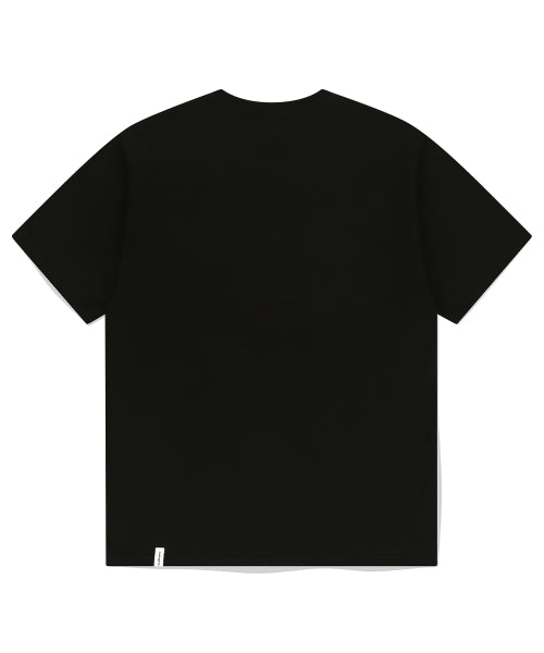 CURLY LOGO CHAIN STITCH TEE BLACK
