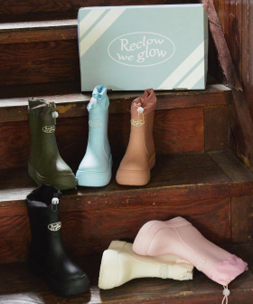 RECLOW RE-RAIN SHIRRING RAIN BOOTS - 6 COLORS BLACK