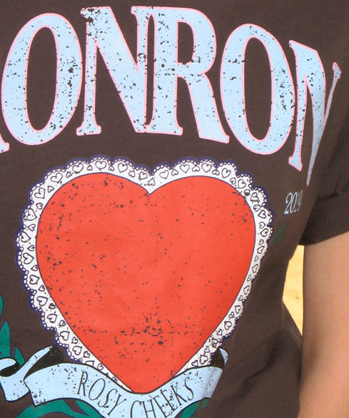 RONRON HEART LAUREL OVER FIT T SHIRT - 2 COLORS CHARCOAL