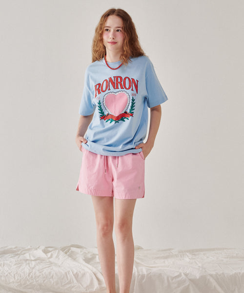 RONRON HEART LAUREL OVER FIT T SHIRT - 2 COLORS BLUE