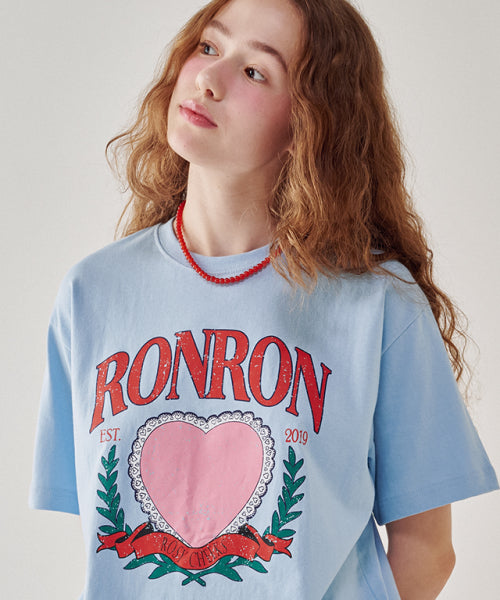 RONRON HEART LAUREL OVER FIT T SHIRT - 2 COLORS BLUE
