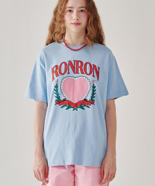 RONRON HEART LAUREL OVER FIT T SHIRT - 2 COLORS BLUE