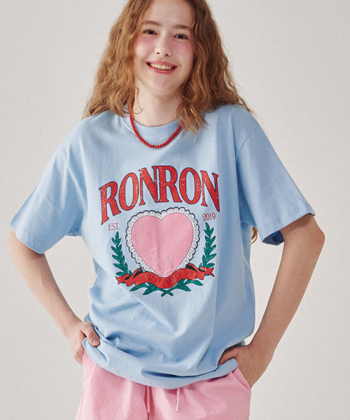 RONRON HEART LAUREL OVER FIT T SHIRT - 2 COLORS BLUE