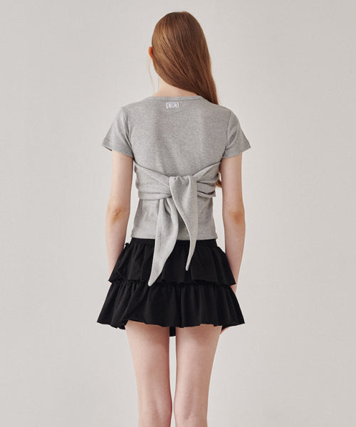 KNOT BUSTIER 2 WAY SHORT SLEEVE T SHIRT GREY