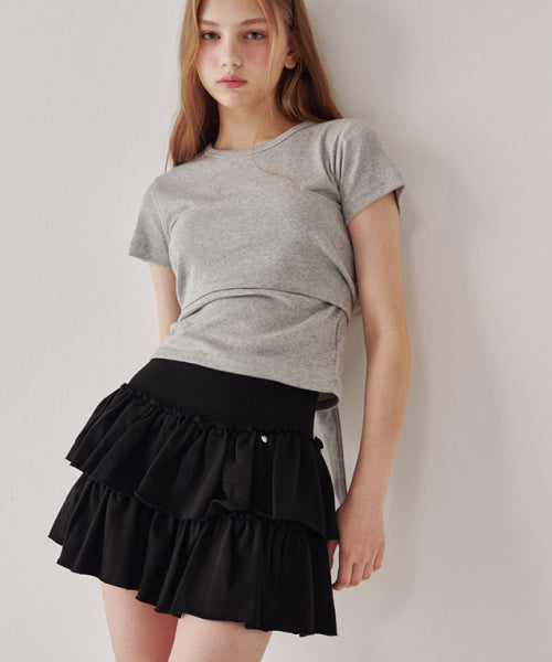 KNOT BUSTIER 2 WAY SHORT SLEEVE T SHIRT GREY