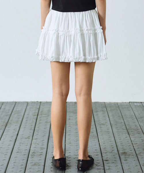 TRENDY RUFFLE MINI SKIRT #徐睿知同款! - 3 COLORS IVORY
