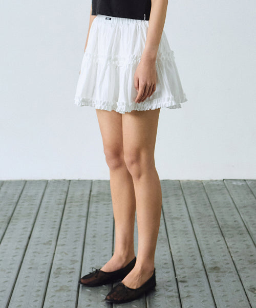 TRENDY RUFFLE MINI SKIRT #徐睿知同款! - 3 COLORS IVORY