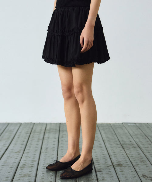 TRENDY RUFFLE MINI SKIRT #徐睿知同款! - 3 COLORS BLACK