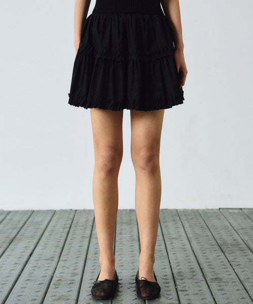 TRENDY RUFFLE MINI SKIRT #徐睿知同款! - 3 COLORS BLACK