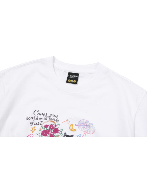 DTP CROP SHORT SLEEVE TEE WHITE