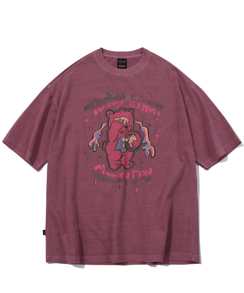HONEY TEDDY PIGMENT SHORT SLEEVE TEE - 2 COLORS PINK