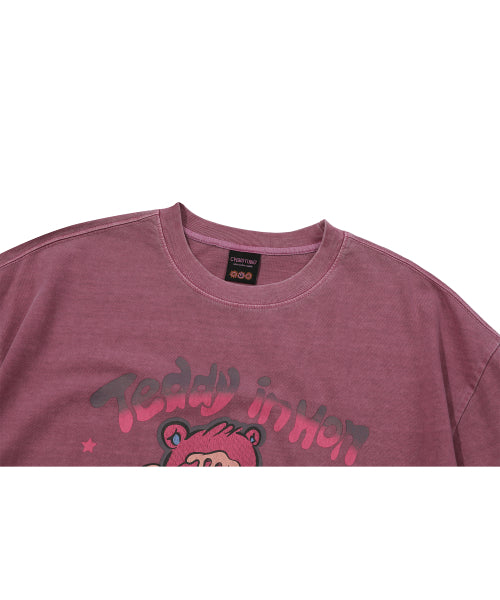 HONEY TEDDY PIGMENT SHORT SLEEVE TEE - 2 COLORS PINK
