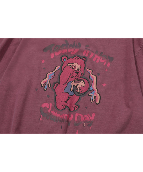HONEY TEDDY PIGMENT SHORT SLEEVE TEE - 2 COLORS PINK