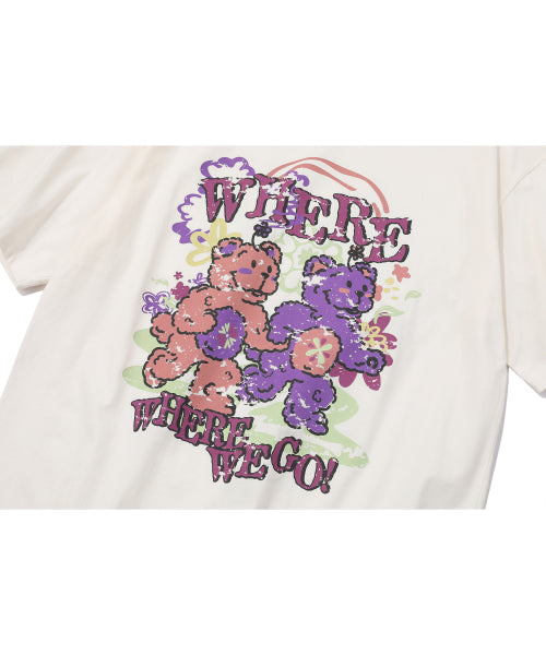 EVERYWHERE TEDDY SHORT SLEEVE TEE - 2 COLORS CREAM
