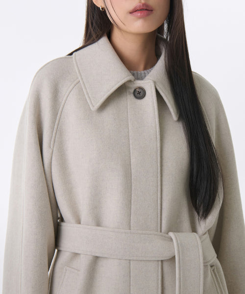 WOMENS CASHMERE BLEND BALMACAAN ROBE COAT #韓韶禧同款! - 8 COLORS OATMEAL