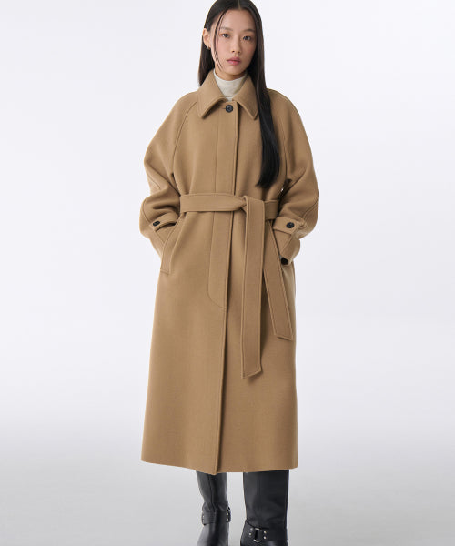 WOMENS CASHMERE BLEND BALMACAAN ROBE COAT #韓韶禧同款! - 8 COLORS CAMEL