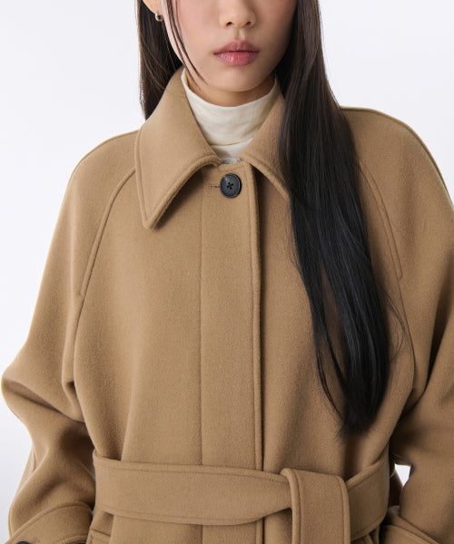 WOMENS CASHMERE BLEND BALMACAAN ROBE COAT #韓韶禧同款! - 8 COLORS CAMEL