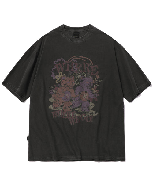 EVERYWHERE TEDDY SHORT SLEEVE TEE - 2 COLORS BLACK