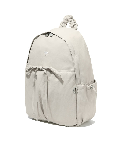WOMEN CLOVER HEART SHIRRING NYLON BACKPACK - 5 COLORS BEIGE