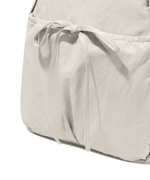 WOMEN CLOVER HEART SHIRRING NYLON BACKPACK - 5 COLORS BEIGE