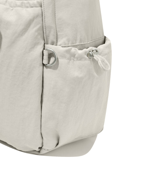 WOMEN CLOVER HEART SHIRRING NYLON BACKPACK - 5 COLORS BEIGE