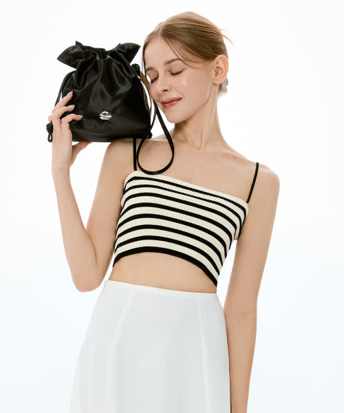 HYSSOP SATIN BUCKET CROSSBODY BAG - 4 COLORS BLACK