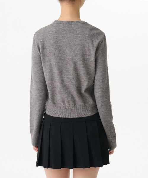 WOMEN'S ESSENTIAL ROUND NECK CARDIGAN - 9 COLORS GREY