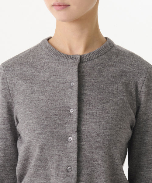WOMEN'S ESSENTIAL ROUND NECK CARDIGAN - 9 COLORS GREY
