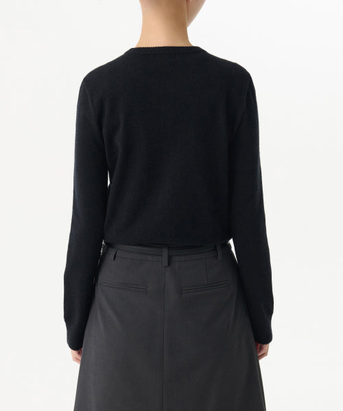 WOMEN'S ESSENTIAL ROUND NECK CARDIGAN - 9 COLORS BLACK